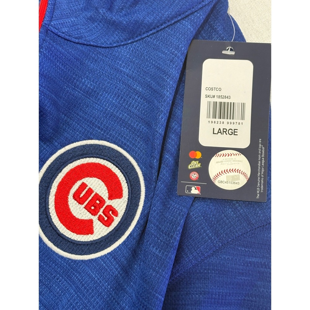 Majestic Chicago Cubs MLB Mens Blue Lightweight Quarter Zip Pullover Large NWT - Picture 3 of 7
